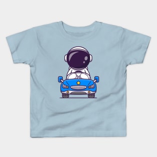 Cute Astronaut Driving Car Cartoon Kids T-Shirt